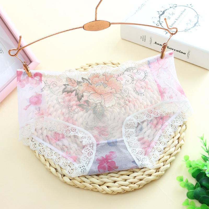 Floral embroidered lace panties（7Pack)