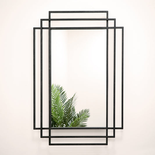 Amalfi - Black Rectangular Metal Wall Mirror 100cm x 70cm