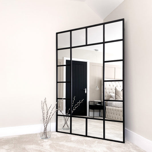 Camden - Black Industrial Full Length Metal Window Mirror 179cm x 119cm