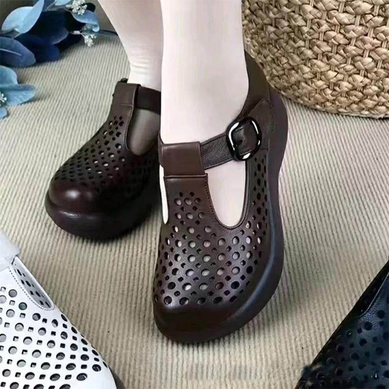 Breathable Leather Hollow Shoes