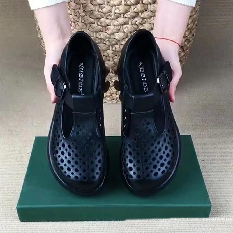 Breathable Leather Hollow Shoes