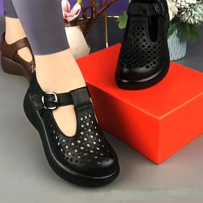 Breathable Leather Hollow Shoes