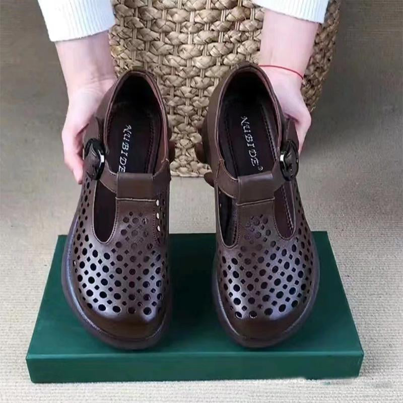 Breathable Leather Hollow Shoes