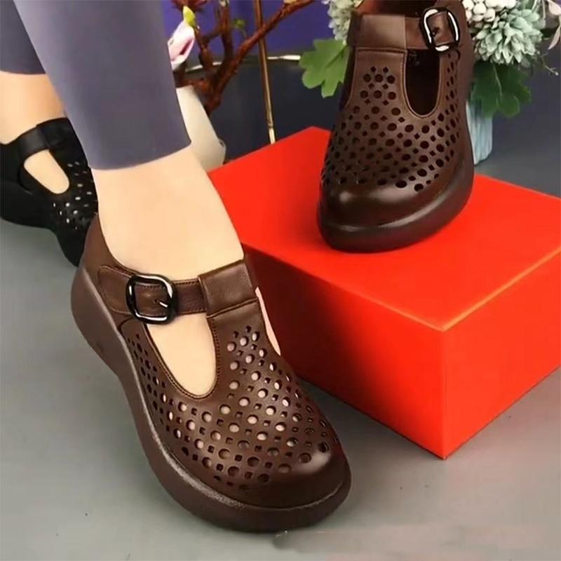 Breathable Leather Hollow Shoes