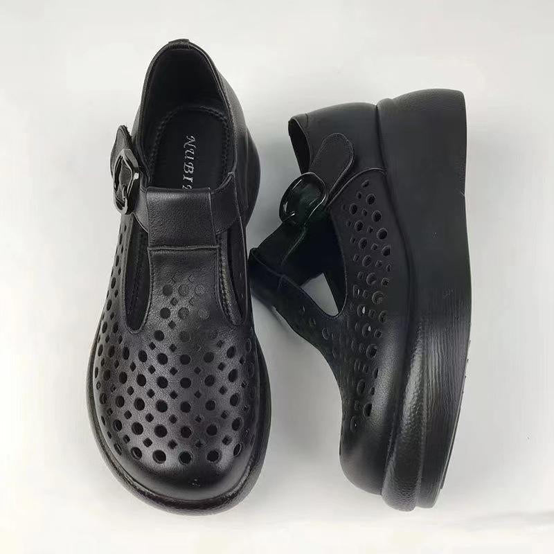 Breathable Leather Hollow Shoes