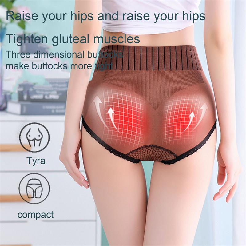 High waist hip graphene antibacterial seamless underwear peacock feather embroidered panties