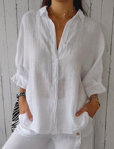 Linen Cotton Blouse With Lace